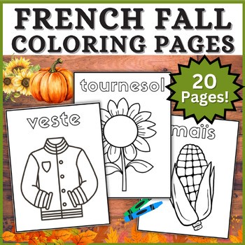 French Fall Coloring Sheets Pages! Preschool Autumn Craft Kindergarten 1st Grade