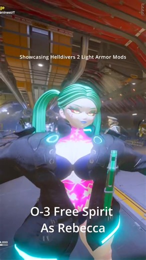 Showcasing Helldivers 2 Light Armor Mods | O-3 Free Spirit as Rebecca #helldivers2 #cyberpunk #fyp