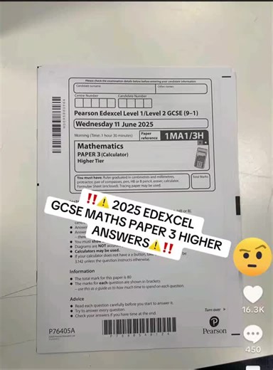 2025 PAPER 3 EDEXCEL HIGHER