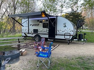 R-Pod 193, arriving at campground, freshwater fill and camper setup