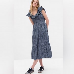 NWT GAP Flutter Sleeve Smocked Midi Dress (Size S)