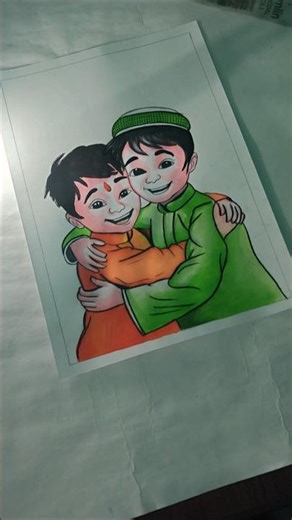 👉 Hindu 🤝 Muslim Unity Drawing for Eid 💎✨ #shorts #eid #unity #art