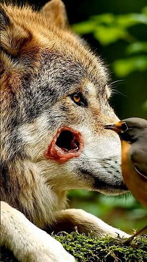 Golden Wolf Stays Calm While Bird Performs Incredible Extraction 😳