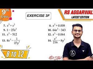 Class 9 Maths Ex 3F Q8 to Q12 Factorisation of Polynomials | CBSE | Rs Aggarwal | Md Sir Class 9