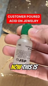 17K views | Here’s what happens when you put acid test solution directly on your jewelry. It’s not the proper way of testing your jewelry and it will damage the jewelry. The acid will react the other non-gold alloys in the jewelry and stain it! Only use the acid test properly like we did at the end of the video. Thanks for watching! 﫡 FREE shipping order at Franandcojewelry.com | Fran & Co. Jewelry | Facebook
