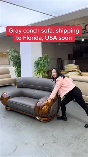Gray conch sofa, shipping to Florida, USA soon # Furniture # Living room sofa # Villa furniture # Leather sofa # Furniture factory