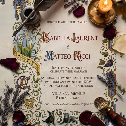 Medieval Wedding Invitation Template Canva – Illuminated Renaissance Manuscript, Printable Digital Invite, Editable Boho Historic Wedding - Etsy