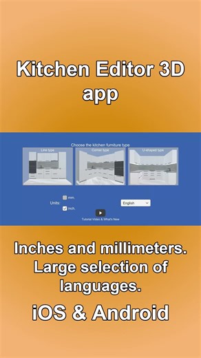 Kitchen Editor 3D & Kitchen Editor Line apps for iOS and Android devices #kitchen #kitchendesign
