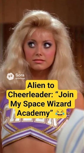 Alien to Cheerleader: “Join My Space Wizard Academy” 😂 #parody #comedy #sitcom #80s #alien #jokes