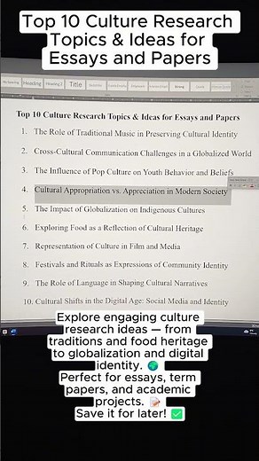 Top 10 Culture Research Topics & Ideas for Essays and Papers