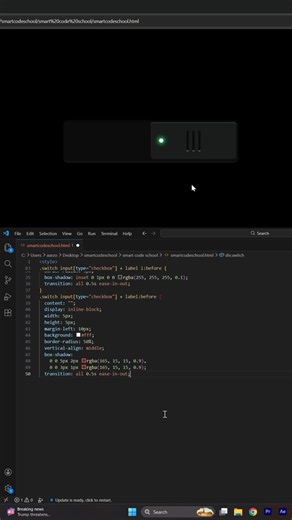 Dark Mode Toggle Switch 🔥 | HTML CSS UI Animation #coding #htmlcss