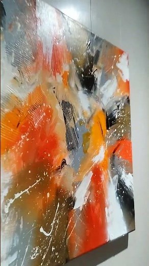 Cuadro abstracto moderno pintado a mano 70x100 obra Naranja Pasión #workingartist #arte #art #diya