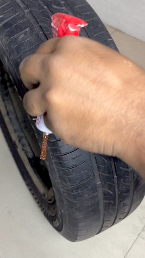 1M views · 5.1K reactions | Watch how to fix a car tire puncture using a repair kit! Quick and easy steps to get back on the road. #CarRepair #TyrePuncture” | Tyre Remolding | Facebook