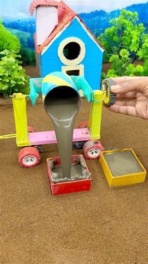 😱 Mini Tractor Full Construction Process | Cement Pillar Build 🚜 #shorts