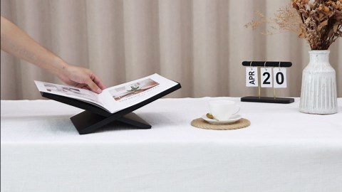 PUERSI Open Display Stand, Wooden Large Book Holder, Coffee Table Stand, Wood Easel for Magazine, Art, Cook Book, Bible, Quran - Black