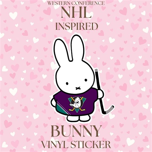 Retro|vintage NHL Team Inspired Bunny Sticker | Ice Hockey Miffy Inspired Decal - Etsy