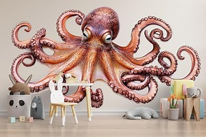 Realistic Octopus Wall Decal for Kids Room | Giant Ocean Animal Sticker | Peel and Stick Sea Creature Mural | Nursery & Playroom Underwater - Etsy