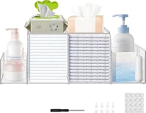 Jumyee Acrylic Diaper Caddy, Changing Diaper Table Organizer, Tabletop Detachable Clear Diaper Storage Organizer for Diapers, Wipes, and More Baby Stuff