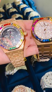 “AP done two ways 💎🔥 Skeleton bezel ruby vs. plain ruby dial power ❤️⌚ – which one’s your vibe?” Luxury comes in different faces, and this collection proves it. Introducing the Audemars Piguet Bezel Skeleton and the AP Plain Dial Ruby Diamond Watch – two masterpieces, one unmatched shine. ⚡ AP Bezel Skeleton – engineered with open-work precision, iced bezel, and VVS1 moissanite brilliance for those who love to see the heartbeat of their watch. ❤️ AP Ruby Plain Dial – flooded with rich ruby-red