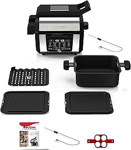 Foodgenie Gourmax Pro One Cooking Device - All-in-One Oven, Smokeless Grill, Air Fryer, Griddle, Cooker & More – 16 Preset Functions, Smart Temperature Control, Dual Surface, Dishwasher Safe, 1500W
