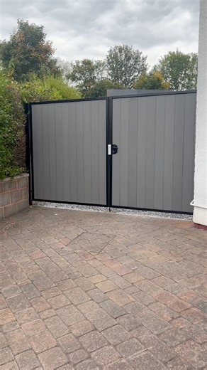 🚪 Another quality install from Woody’s Workshop! 🚪 Just finished fabricating and fitting these grey composite gates with a satin black powder-coated frame – a clean, modern look built to stand the test of time. 💪 For extra peace of mind, I’ve fitted a Locinox lock for added security – solid, smooth, and built to last. 🔒 All gates are handmade to measure here at Woody’s Workshop, using quality materials and attention to detail from start to finish. ✅ Steel fabrication ✅ Powder-coated finish ✅