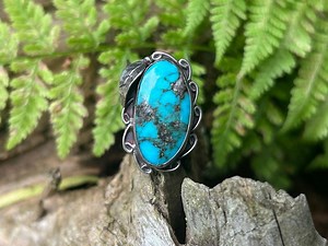 Navajo Style Vintage Sterling Silver Turquoise Ring - Etsy