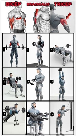 Arm Workout — 9 Exercises Biceps, Triceps, brachialis