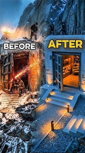 Restored a 1968 Cold War Bunker 2,000m Inside a Mountain! 🏔️🛡️Extreme Luxury Transformation #shorts
