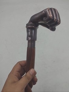 Metal Punch Handle Wood Walking Stick Solid Wooden Walking Cane for Men and Women Decorative Canes