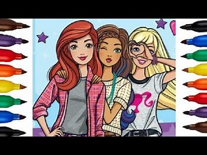 Barbie and her friends| Besties forever Coloring Pages | Activities for kids Fun Art| Lucky Colors