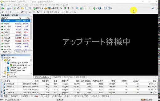 OANDAのMT4（メタトレーダー4）チャートに「アップデート待機中」と表示される場合の対処法