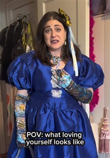 One of my favorite parts of getting older is realizing I don’t have to dress for the age I am, the room I’m in, or what anyone else thinks is “appropriate.” I get to dress like me. Loving myself has looked a lot like asking a much simpler question: Do I like it? Does it make me happy? And if the answer is yes, wear the prom dress. Wear the giant bow. Wear the ridiculous gloves. You don’t have to be 17. You don’t need an occasion. You just need to be you. ❤️