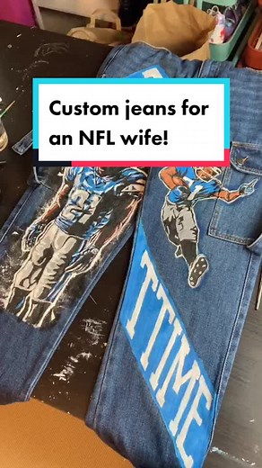 Custom Jeans for NFL Wife | Unique Front Design
