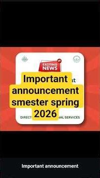 important announcement! aiou new update smester spring 2026