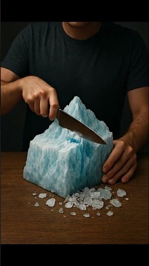 What's Inside a Glacier? #arsm #experiment #hyperrealism #relaxing #satisfying #knifecut
