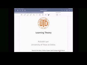 Machine Learning Class: Computational Learning Theory: Part I