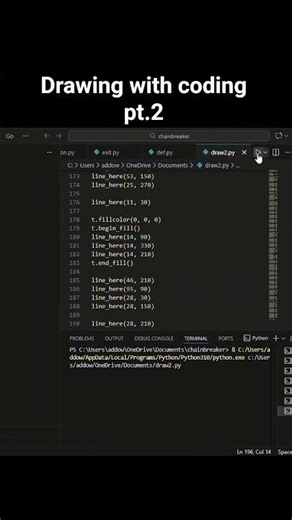 Drawing with coding pt.2 #python #pythonturtlegraphics #pythonprogramming #shorts