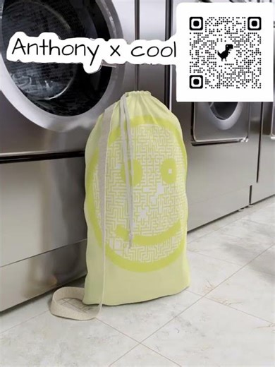 Smiley Maze Yell Yellow Laundry Bag — Bright Smiley Face Pattern
