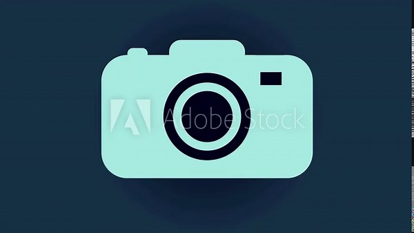 The camera icon animation is a digital symbol of photographic technology and equipment, featuring a lens and flash for capturing a picture