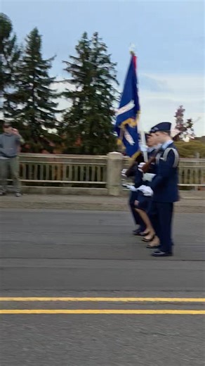 VFW Post 584 was entering the Linn County Oregon Veterans Day Parade right as I was finishing my run of the Parade. Check out my honking skills!! 😆 | Nicole Donna White