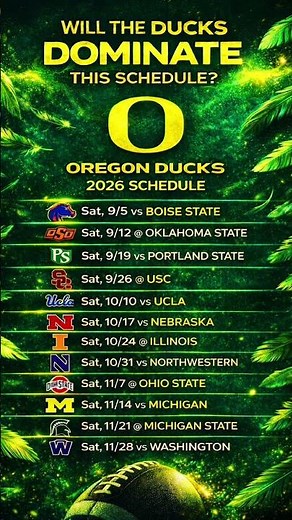 OREGON DUCKS 2026 SCHEDULE #collegefootball #oregonducks