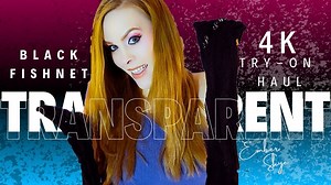 4K TRANSPARENT Fishnet Dresses in Black TRY ON HAUL with Mirror View | Ember Skye TryOn - YTboob