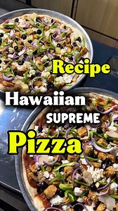 Pizza perfection! Recipe 🍕 Hawaiian supreme, with savory chicken, Fish sweet pineapple, and melted cheese. Ingredients 📝 Flour 1 kg Yeast 1 Pkt Sugar 3 Tbs Salt 1 Tsp Milk powder 4 Tbs Oil 2 Tbs Egg 1 Water as required Knead the dough cover and leave for 2 hours For chicken/ Fish Chicken cube 1 kg Oil 1 tsp Ginger paste 1 Tsp Garlic powder 1 Tsp White pepper 1 Tsp Zeera powder 1 Tsp Paprika powder 1 Tsp Haldi 1/4 Tsp Black pepper 1/2 Tsp Boti masala 2 Tsp Vinegar 1 Tsp Cover and cook until moi