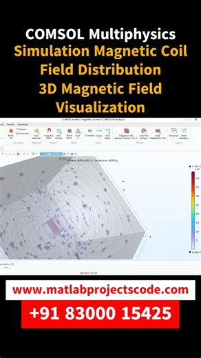 Matlab Simulink Assignments on Instagram: "🧲📊 COMSOL Multiphysics Simulation of Magnetic Coil Field Distribution – 3D Visualization This PhD research work presents a 3D electromagnetic simulation and visualization of magnetic field distribution around current-carrying coils using COMSOL Multiphysics. The study analyzes magnetic flux density (B-field), field uniformity, and spatial distribution, providing deep insights into coil geometry, material properties, and excitation effects. Such simula