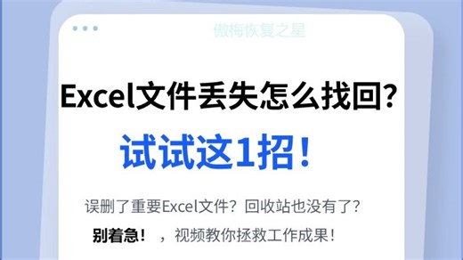 小白必看！Excel 文件丢失怎么找回，试试这一招