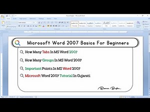 Microsoft Word 2007 Basic For Beginners | Microsoft WORD 2007 Question and Answer | Understand Word