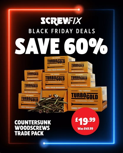 Screwing down prices this Black Friday. Save 60% on these Turbogold Trade Packs. https://bit.ly/3g3OGUQ | Screwfix