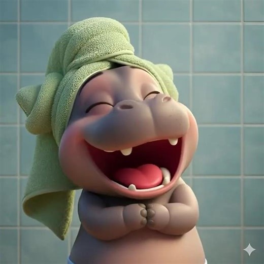 Even baby hippos wash