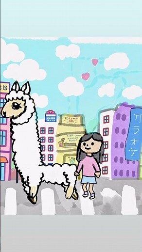 🌸 Walking an Alpaca in a Busy City | Cute Kids Art Animation