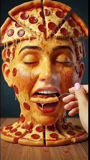 Pizza Head Takes a Bite 🍕😳 | Surreal Food Art #Shortspizza